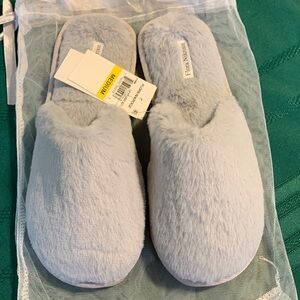 Flora Nikrooz Plush Pale Blue Slip-On Slippers